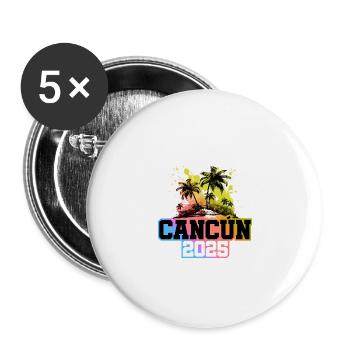 Cancun 2025 Palm Trees Multicolored - Buttons large 2.2''/56 mm (5-pack) - white - Front