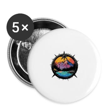 Montagnes Boussole Paysage - Lot de 5 grands badges (56 mm) - blanc - Devant