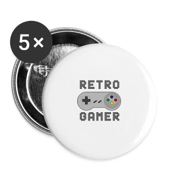 Retro! - Buttons groß 56 mm (5er Pack) - Weiß - Vorne