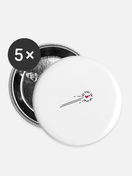 Cartoon Heart / Flying Heart (2c) - Buttons large 2.2''/56 mm (5-pack) - white
