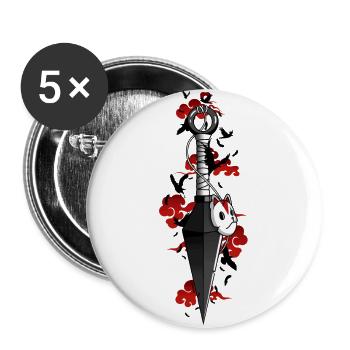 Kunai rote Krähenwolken - Japanisch - Buttons groß 56 mm (5er Pack) - Weiß - Vorne