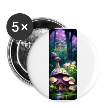 Pilzwald (Pilze im Wald) - Buttons groß 56 mm (5er Pack) - Weiß - Vorne