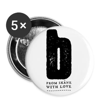 From Skåne with love - black - Buttons large 2.2''/56 mm (5-pack) - white - Front