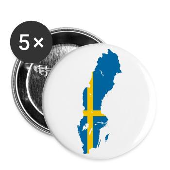 Sweden Outline Map Flag Scandinavia Flag - Buttons large 2.2''/56 mm (5-pack) - white - Front