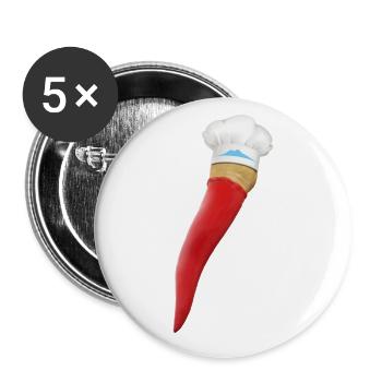 Curniciello Napoletano - La Petite Corne - Lot de 5 grands badges (56 mm) - blanc - Devant