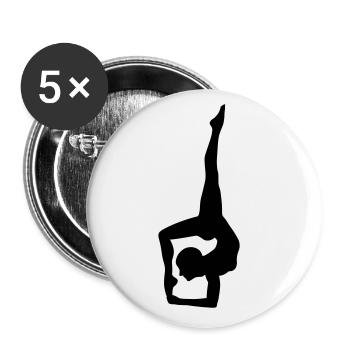 Silhouette de yoga blanche en pose articulée - Lot de 5 grands badges (56 mm) - blanc - Devant