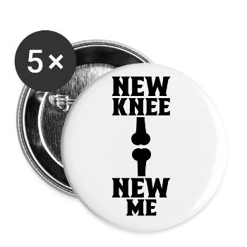 Neues Knie Neues Ich OP Operation Genesung - Buttons groß 56 mm (5er Pack) - Weiß - Vorne