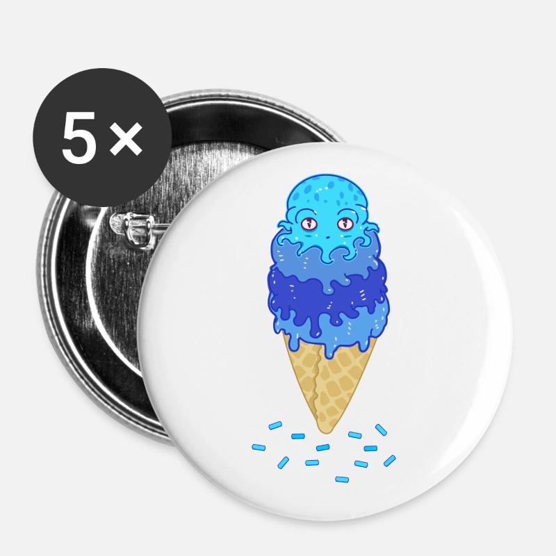 Kawaii octopus ice cream summer time - Buttons large 2.2''/56 mm (5-pack) - white