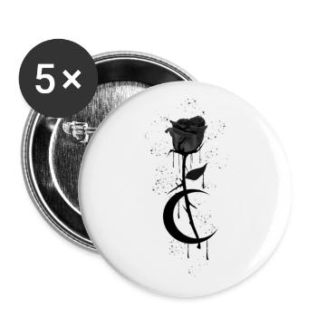 Gothic Moon Rose - Black Metal - Buttons large 2.2''/56 mm (5-pack) - white - Front