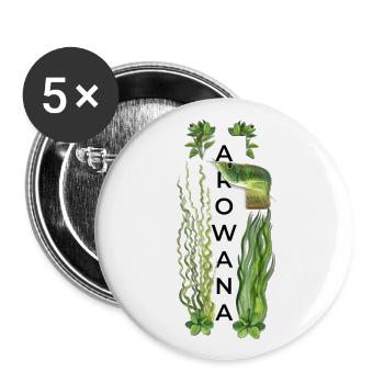 Silber Arowana Monster Fisch gepflanzt Aquarium - Buttons groß 56 mm (5er Pack) - Weiß - Vorne