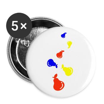 Birne Obst - Buttons groß 56 mm (5er Pack) - Weiß - Vorne