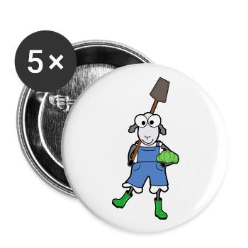 Gartenarbeit Gärtner - Buttons groß 56 mm (5er Pack) - Weiß - Vorne