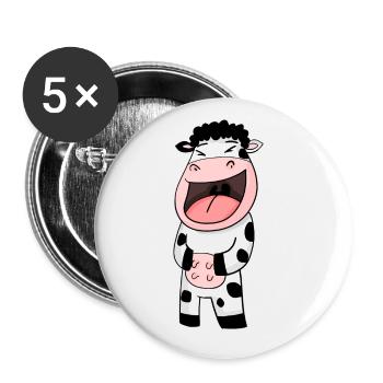 Cow laughs - Buttons large 2.2''/56 mm (5-pack) - white - Front