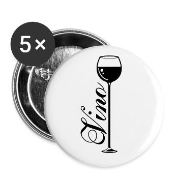 Verre de symbole de vin - Lot de 5 grands badges (56 mm) - blanc - Devant