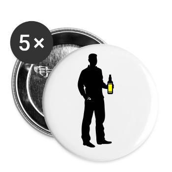 Icône de silhouette de buveur - Lot de 5 grands badges (56 mm) - blanc - Devant