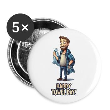Happy Towel Day! - Buttons large 2.2''/56 mm (5-pack) - white - Front