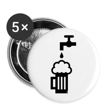 Beer Mug & Tap (Keg Beer / Draught Beer / Black) - Buttons large 2.2''/56 mm (5-pack) - white - Front
