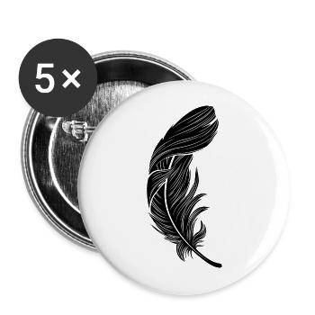 Feather Symbol - Buttons large 2.2''/56 mm (5-pack) - white - Front