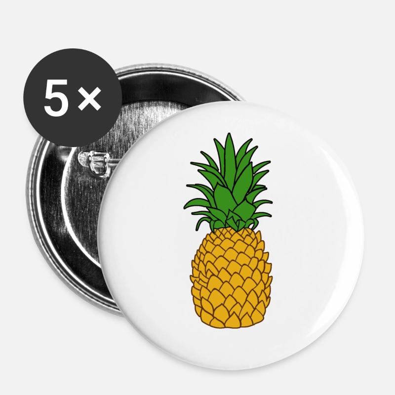 Pineapple Nature Exotic - Buttons large 2.2''/56 mm (5-pack) - white