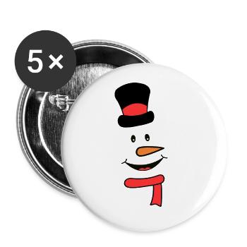 Snowman face with scarf and hat - Buttons large 2.2''/56 mm (5-pack) - white - Front