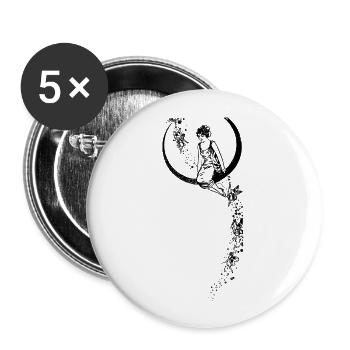 Woman sitting on the moon Vintage Illustration - Buttons large 2.2''/56 mm (5-pack) - white - Front