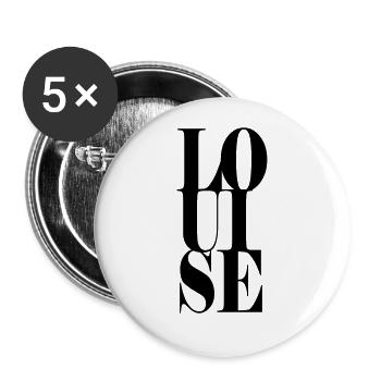Louise Nom Prénom Police moderne Word Art - Lot de 5 grands badges (56 mm) - blanc - Devant