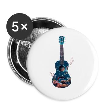 Poisson Ukulélé - Lot de 5 grands badges (56 mm) - blanc - Devant