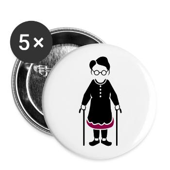 Grandma Lady - Buttons large 2.2''/56 mm (5-pack) - white - Front