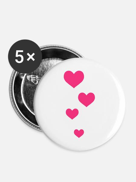 herz - Buttons groß 56 mm (5er Pack) - Weiß