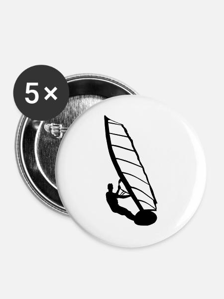 Windsurfer, Surfer, Wassersport,  - Buttons groß 56 mm (5er Pack) - Weiß