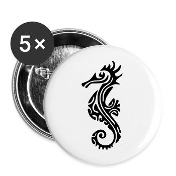 TAHITIAN SEA HORSE (tribal collection) - Buttons large 2.2''/56 mm (5-pack) - white - Front