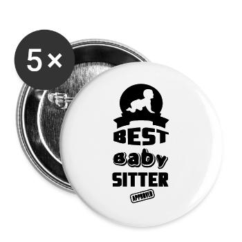 Meilleur cadeau d’emploi familial de baby-sitter - Lot de 5 grands badges (56 mm) - blanc - Devant