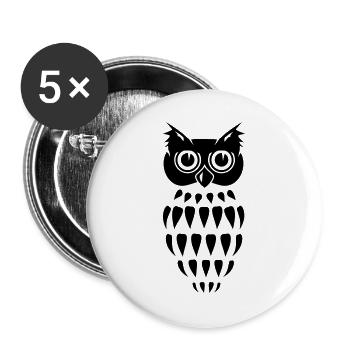 stilisierte Eule - Buttons groß 56 mm (5er Pack) - Weiß - Vorne
