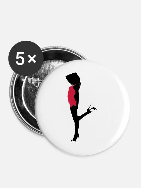 Sexy Girl - Buttons groß 56 mm (5er Pack) - Weiß