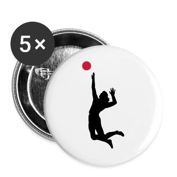 volleyball - Buttons groß 56 mm (5er Pack) - Weiß - Vorne