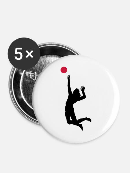 volleyball - Buttons groß 56 mm (5er Pack) - Weiß