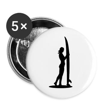 surfing_girl - Buttons large 2.2''/56 mm (5-pack) - white - Front