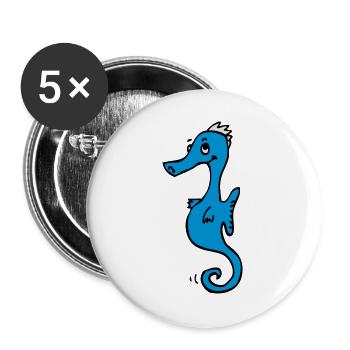 Seepferdchen - Buttons groß 56 mm (5er Pack) - Weiß - Vorne
