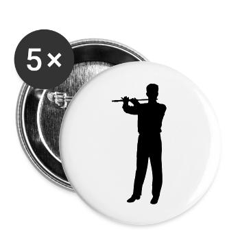 music people flute - Buttons groß 56 mm (5er Pack) - Weiß - Vorne