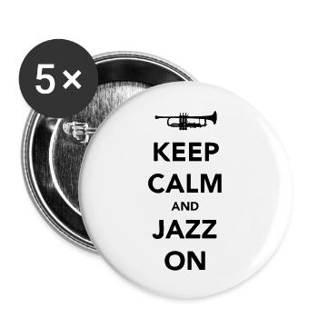 Keep Calm and Jazz On - Trumpet - Buttons groß 56 mm (5er Pack) - Weiß - Vorne