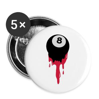 Blutungen aus acht 8-Ball Billard oder Pool - Buttons groß 56 mm (5er Pack) - Weiß - Vorne