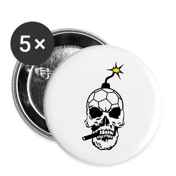death head skull bomb handball dead head4 - Buttons large 2.2''/56 mm (5-pack) - white - Front