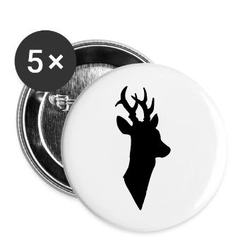 Hirschkopf - Buttons groß 56 mm (5er Pack) - Weiß - Vorne
