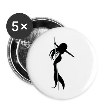 Pole Dance Nixe - Buttons groß 56 mm (5er Pack) - Weiß - Vorne