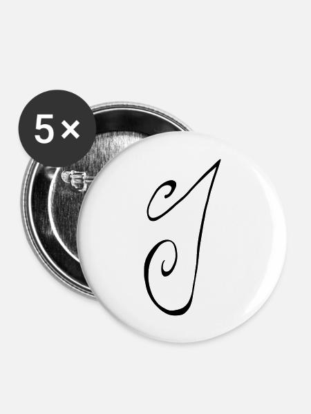 Buchstabe J - Buttons groß 56 mm (5er Pack) - Weiß