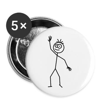 Happy Stick Figure - Lot de 5 grands badges (56 mm) - blanc - Devant