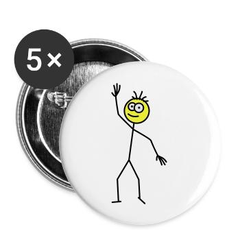 Happy Stick Figure - Lot de 5 grands badges (56 mm) - blanc - Devant