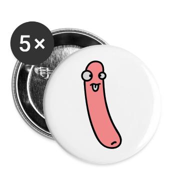 Funny Sausage - Buttons large 2.2''/56 mm (5-pack) - white - Front