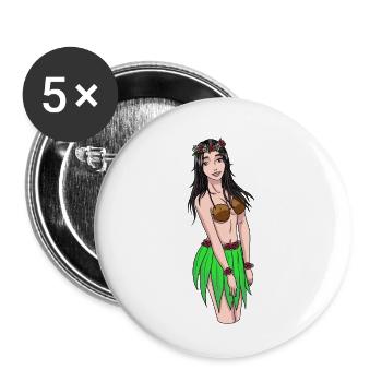 Hawaiian Girl Fantasy Sexy Girl Valentine's Day - Buttons large 2.2''/56 mm (5-pack) - white - Front