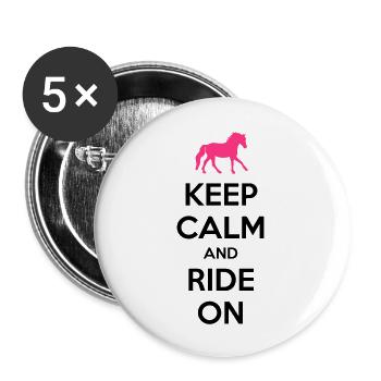 Keep Calm and Ride On Horse Design - Buttons large 2.2''/56 mm (5-pack) - white - Front